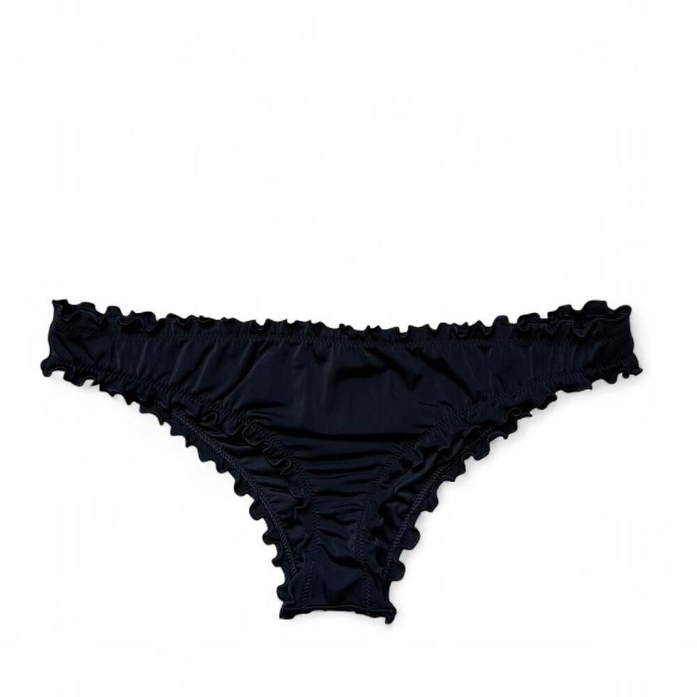 Black Bikini Bottoms Ruched Cheeky Swimwear Medium